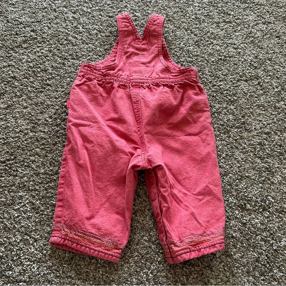 Vintage 90s Carter’s toddler girls 18 months pink flower button overalls